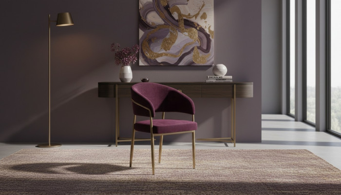 Däischter Lila Iesszëmmer Stull Designer Metallkader Iesszëmmer Holzstillen