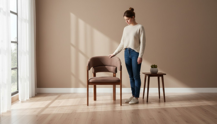 Brongen Designer Stull Iesszëmmerstull Textilstull Designer Holzbeen