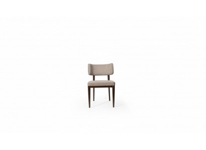 Designer beige Textilstull Iesszëmmer brong Holzbeen Designer Miwwelen