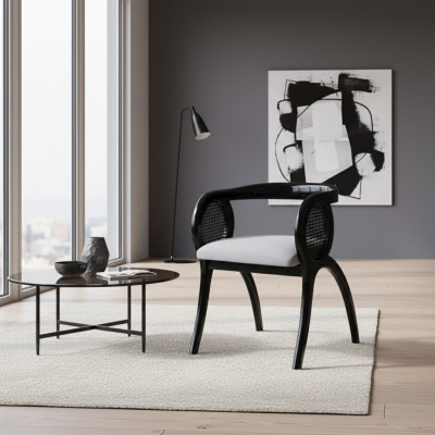 Grau-Schwaarze Designer Stull Luxuséisenzéier Sëtz Esszëmmer Still