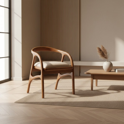 Brong Luxus gepolsterten Iesszëmmerstull Design Armlehn Eensëtzer