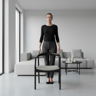 Schwaarze beige Iesszëmmer Stull Iesszëmmer Still Designer Lehnstiller