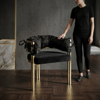 Schwaarze Metallstull Designer Iesszëmmer Still Luxus Edelstolstill