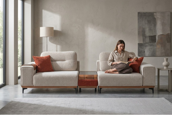 Stylvollen 3-Sëtzer Mat Engem Aleecht Dësch Designer Wunnzëmmer Couchë