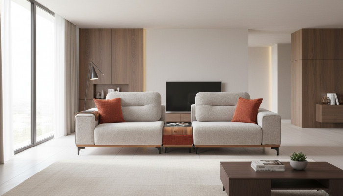 Stylvollen 3-Sëtzer Mat Engem Aleecht Dësch Designer Wunnzëmmer Couchë