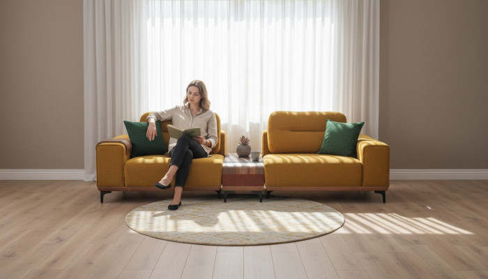 Gelber Dreisitzer 3-Sitzer Sofa Luxus Wohnzimmer Couchen Designer Sofas