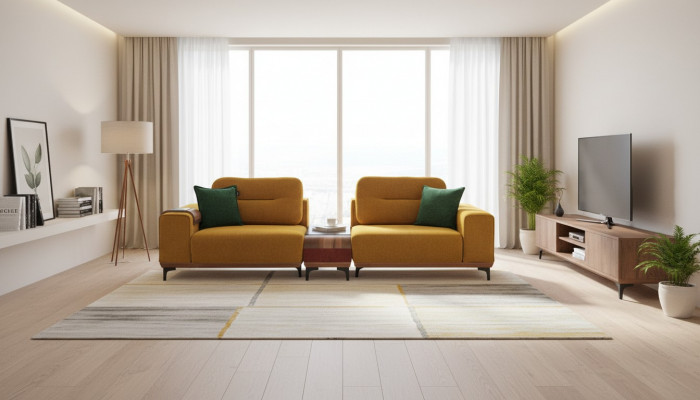 Gelber Dreisitzer 3-Sitzer Sofa Luxus Wohnzimmer Couchen Designer Sofas