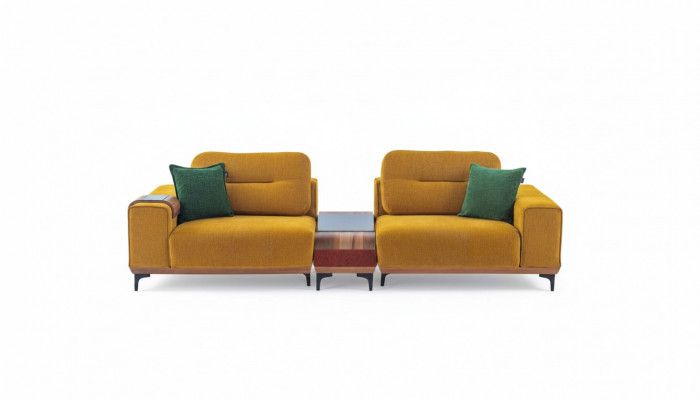 Gelber Dreisitzer 3-Sitzer Sofa Luxus Wohnzimmer Couchen Designer Sofas