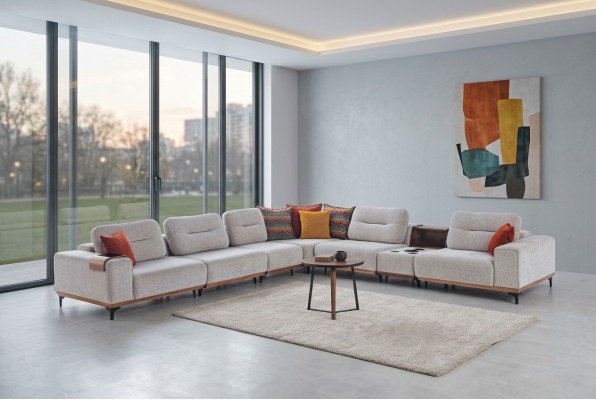 Wäisst Ecksofa Designer L-Form Couch Polstersofas Wunnzëmmer Couchen