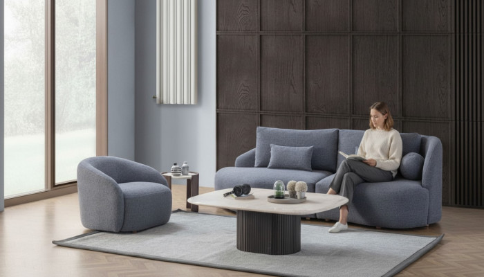 Komplett Wunnzëmmer Sitzgruppe Designer Dräisëtzer Canapé Fauteuil 2-Tlg