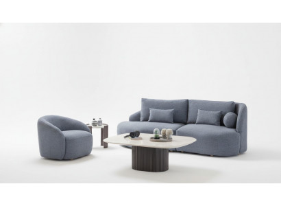 Komplett Wunnzëmmer Sitzgruppe Designer Dräisëtzer Canapé Fauteuil 2-Tlg