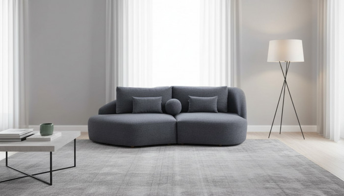 Stilvollen dräisëtzege grousse gielen Canapé fir d'Wunnzëmmer, moderner Couche.