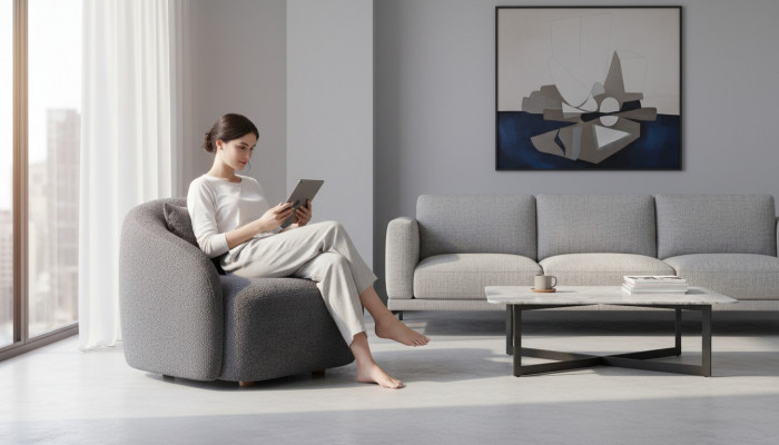 Groue Sëtz Relaxsëtz Lounge Sëtz Textil Gepolsterten Eenzelpersounen Miwwelstück