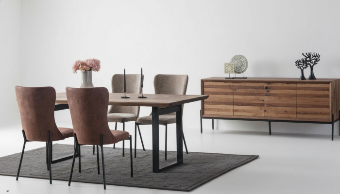 Braun Iesszëmmer Garnitur Luxus Rektangulären Iessdësch 4x Still Komoud