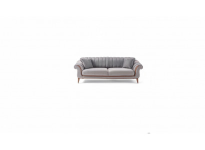 Grout Sofa Designer Wunnzëmmer 3-Sëtzer Holzrabatt Textil Canapéën