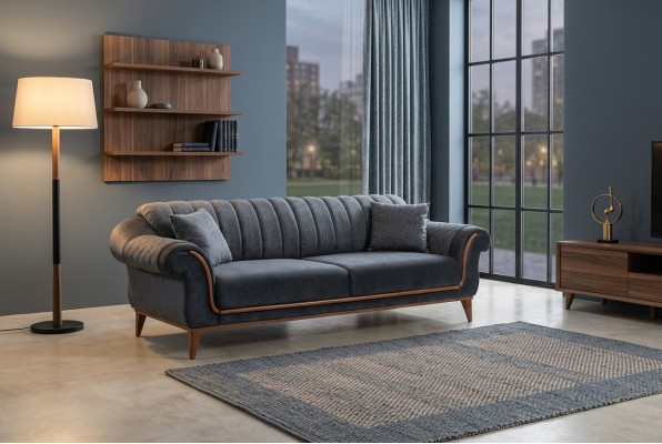Svarzt stilvoll Drësëtzer moderne Canapé Wunnzëmmer Polstersofa nei.