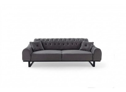 Grau Chesterfield 3-Sëtzer Edle Dreisëtzer Designer Wunnzëmmer Couch