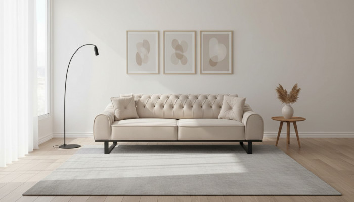 Exklusiv beige 3-Sëtzer Living Zëmmer Sofas Designer Luxus Couchen Nei