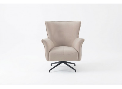 Beige Wunnzëmmer Eenzelstull Designer Relax Gepolsterten Sessell Metallbeen
