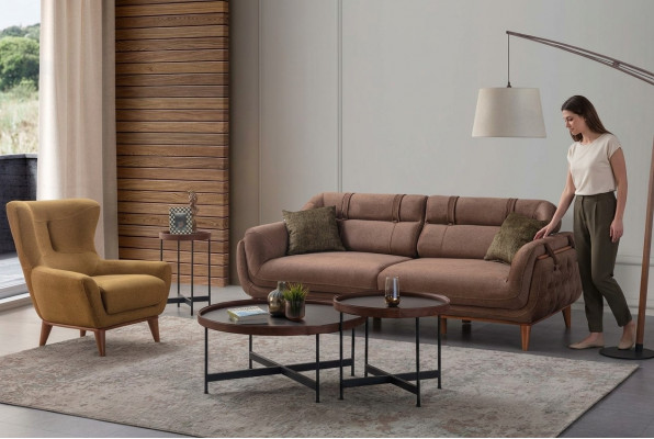 Stilvoll Wunnzëmmer Polstersëtzer Designer Canapéën 3+1 Set
