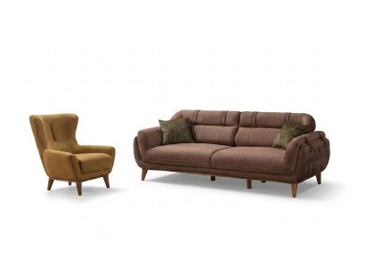 Stilvoll Wunnzëmmer Polstersëtzer Designer Canapéën 3+1 Set