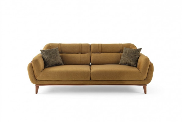 Braune Polstersofa Textilcouch Wunnzëmmer Sëtz Exklusiver Dräisëtzer