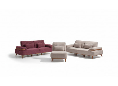 Beige-rosa Sofagarnitur Exklusiven Dräisëtzer Polster 3-Sëtzer Engsëtzer