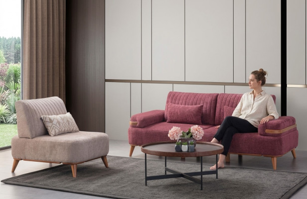 Zweefaarweg Wunnzëmmer Sofagarnitur Designer Miwwelen 3-Sëtzer Edel Fauteuil