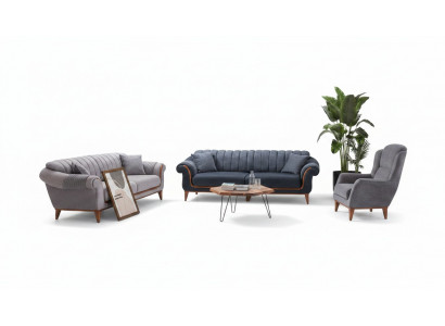 Blo-Gro Wohnzimmer Set Modern Sofagarnitur 3+3+1 Sëtzer Still Neien