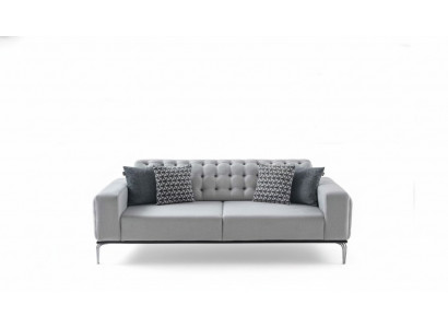 Modernt Chesterfield hellgraue 3-Sëtzer Wunnzëmmer Luxus Dräisëtzer