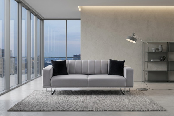 Hellgréng gepolsterten drësëtzegen Luxus Sofa Wunnzëmmer Stilvoll Canapéen