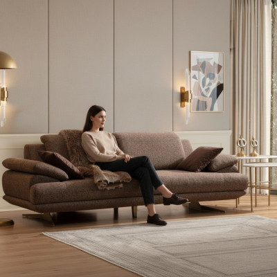 Stylvoll Dräisëtzer Wunnzëmmer-Sofa Luxus 3-Sëtzer Exklusiv Couch