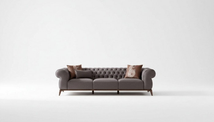 Grau Wunnzëmmer Couch Garnitur Luxus 4-Sëtzer Designer 3-Sëtzer Edelen Fauteuil