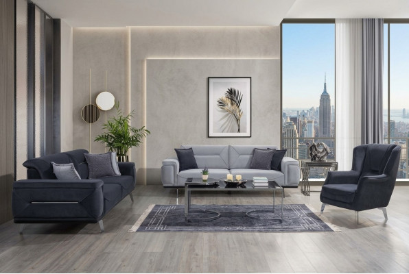 Gro Griess Wunnzëmmer Sofas Designer Couchen 3-Sëtzer Luxus Een-Sëtzer Fauteuil