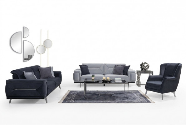 Gro Griess Wunnzëmmer Sofas Designer Couchen 3-Sëtzer Luxus Een-Sëtzer Fauteuil