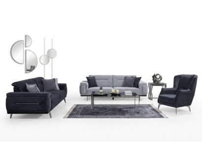 Gro Griess Wunnzëmmer Sofas Designer Couchen 3-Sëtzer Luxus Een-Sëtzer Fauteuil