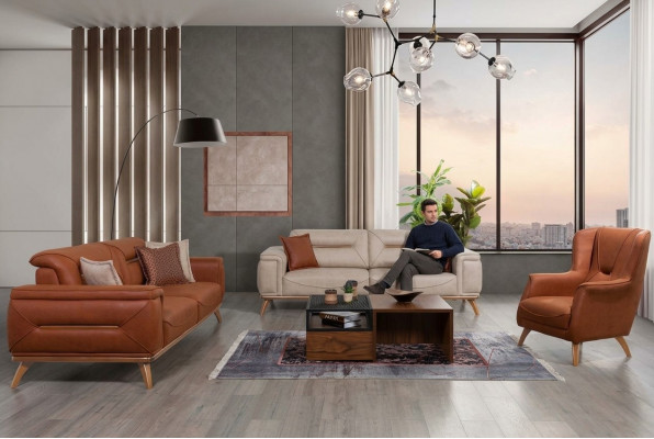 Wunnzëmmer Designer Sëtzmobilier Sofagarniture 3-Sëtzer Polstersëtz 3tlg