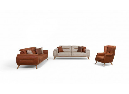 Wunnzëmmer Designer Sëtzmobilier Sofagarniture 3-Sëtzer Polstersëtz 3tlg