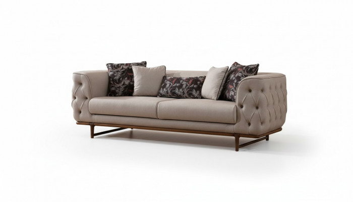 Hellbeige Chesterfield Dräisëtzer Luxuriéisen 3-Sëtzer Edel Polster Sofas