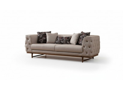 Hellbeige Chesterfield Dräisëtzer Luxuriéisen 3-Sëtzer Edel Polster Sofas