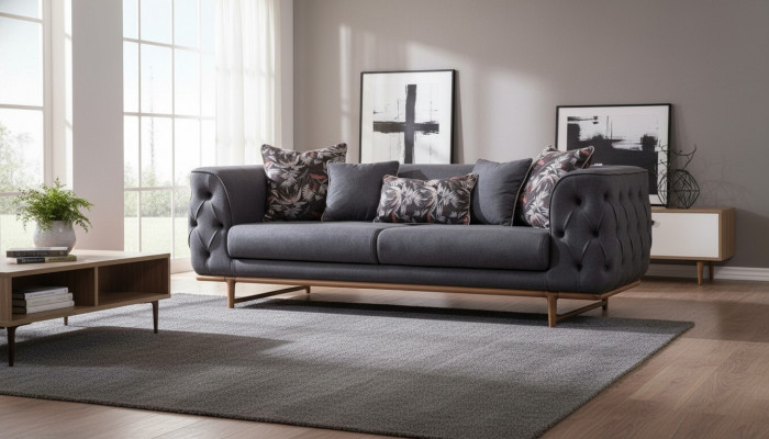 Schwaarzt Chesterfield Sofa Designer Schloffunktion Wunnzëmmer 3-Sëtzer