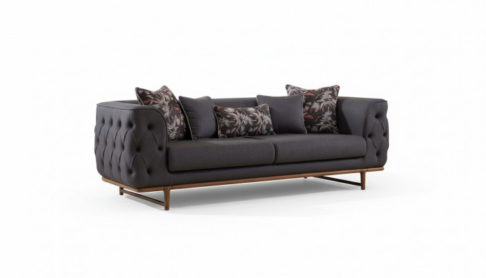 Schwaarzt Chesterfield Sofa Designer Schloffunktion Wunnzëmmer 3-Sëtzer