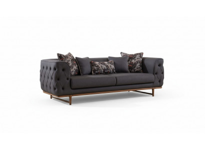 Schwaarzt Chesterfield Sofa Designer Schloffunktion Wunnzëmmer 3-Sëtzer