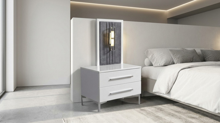 Wäiss Holz Nuetsdësch Designer Exklusiven Nuetsdësch Schlofzëmmer Miwwelen