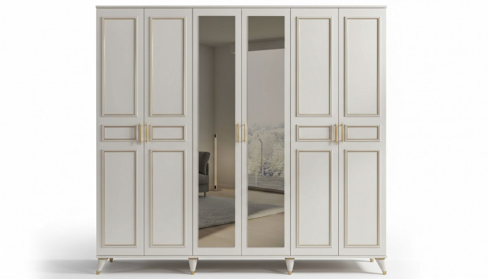 Wäisse Kleederschaf Glasschaf Schlofzëmmer Designer Holz Miwwelen Nei