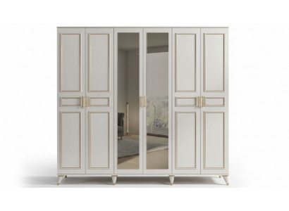 Wäisse Kleederschaf Glasschaf Schlofzëmmer Designer Holz Miwwelen Nei