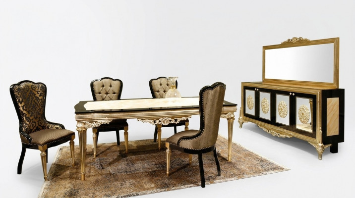 Iessgrupp Garnitur Iesssall Iessdësch Set 7tlg Luxus Braun Edel Holz