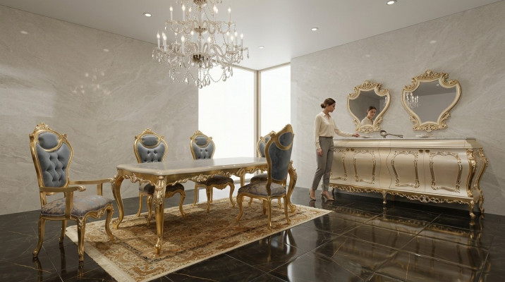 Luxuriéis Iesszëmmerset Iessdësch 6x Still Vitrin Spigel