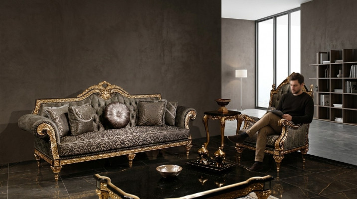 Klassesch Chesterfield Sofagarnitur 3+1 Sëtzer Designer Couchtisch 3tlg