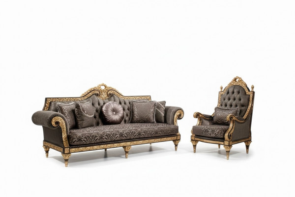 Klassesch Chesterfield Sofagarnitur 3+1 Sëtzer Designer Couchtisch 3tlg